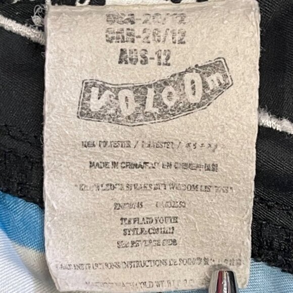 Volcom Boys 12 Blue Ice Plaid Boardshorts Swim Surf Trunks Pocket Logo Spellout - Picture 11 of 15